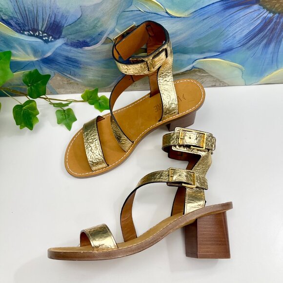 Zadig & Voltaire Cecilia Crinkled Caprese Sandals in Gold 37/ US 6 - Picture 7 of 16